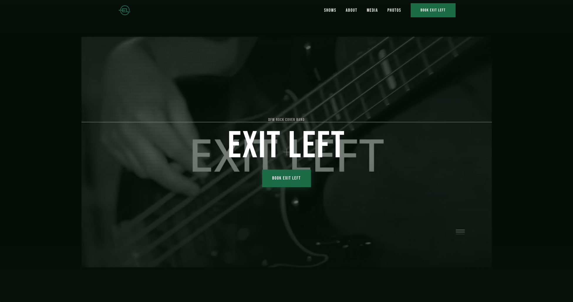 Screenshot of the Exit Left Band website homepage