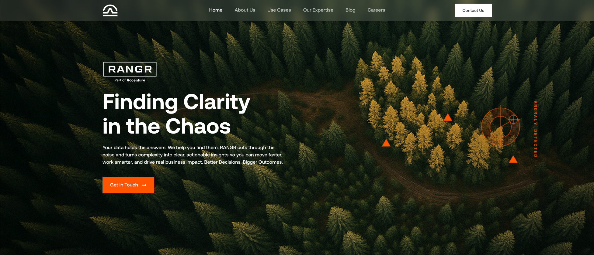 Screenshot of the Rangr Data website homepage